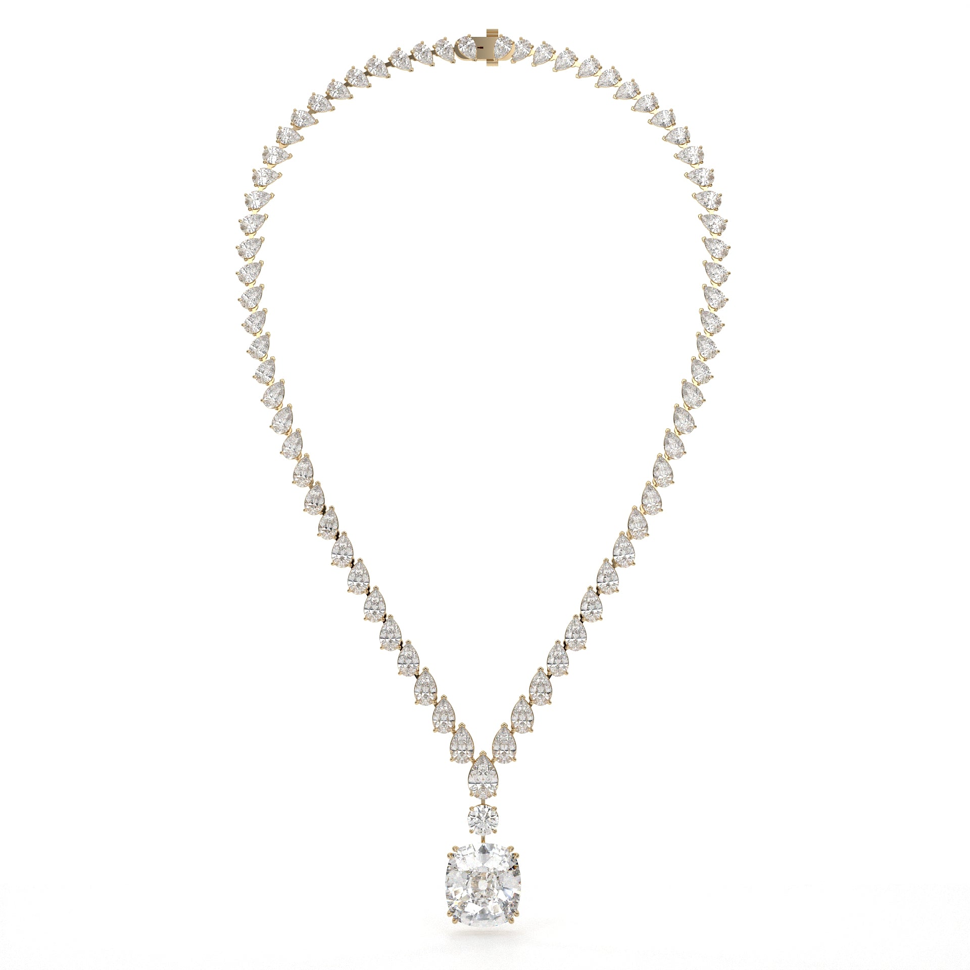 Multi Shape Lab Diamond Drop Necklace
