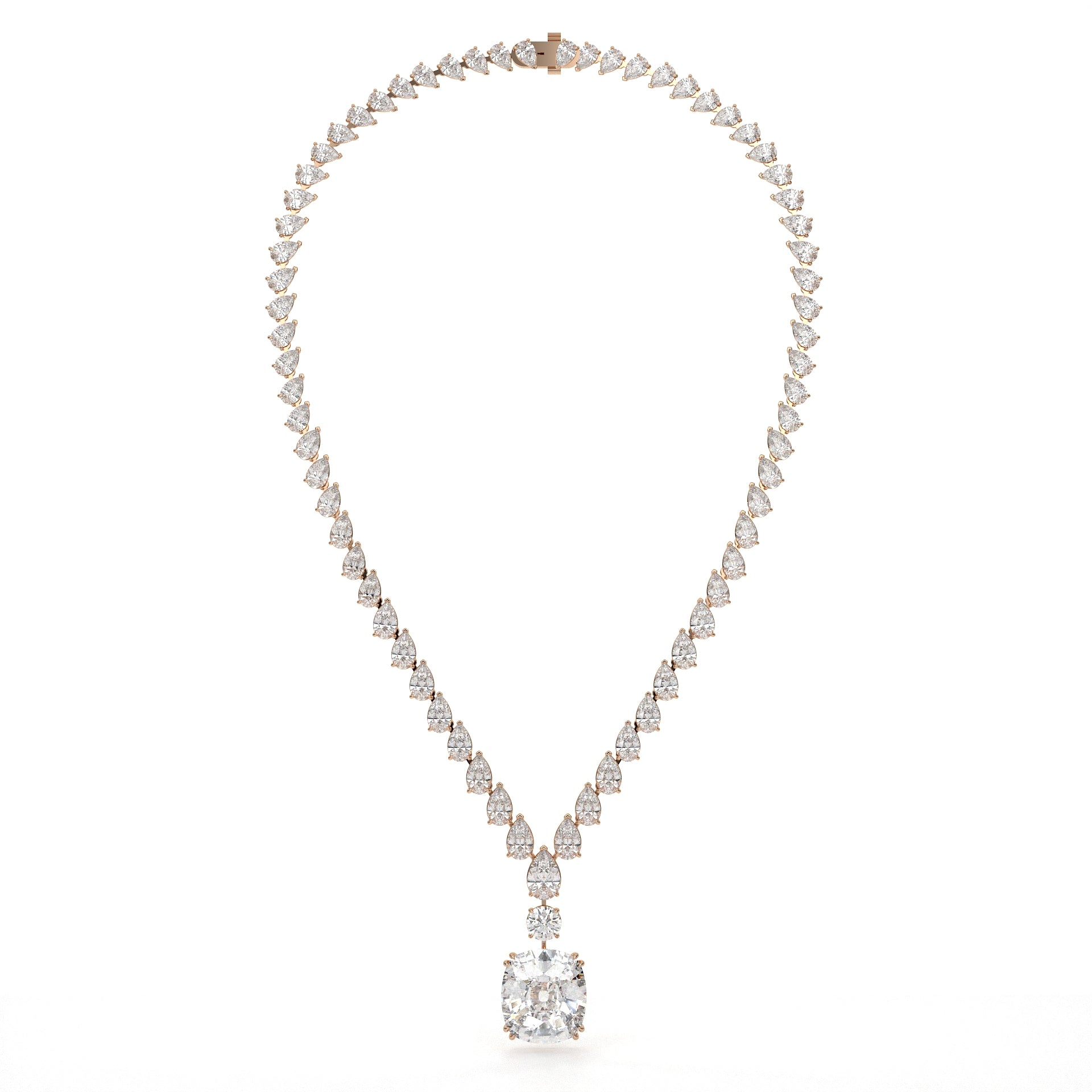Multi Shape Lab Diamond Drop Necklace