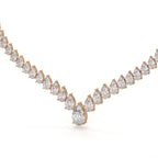 V Shape Pear Cut Lab Diamond Tennis Necklace