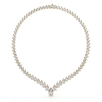 V Shape Pear Cut Lab Diamond Tennis Necklace