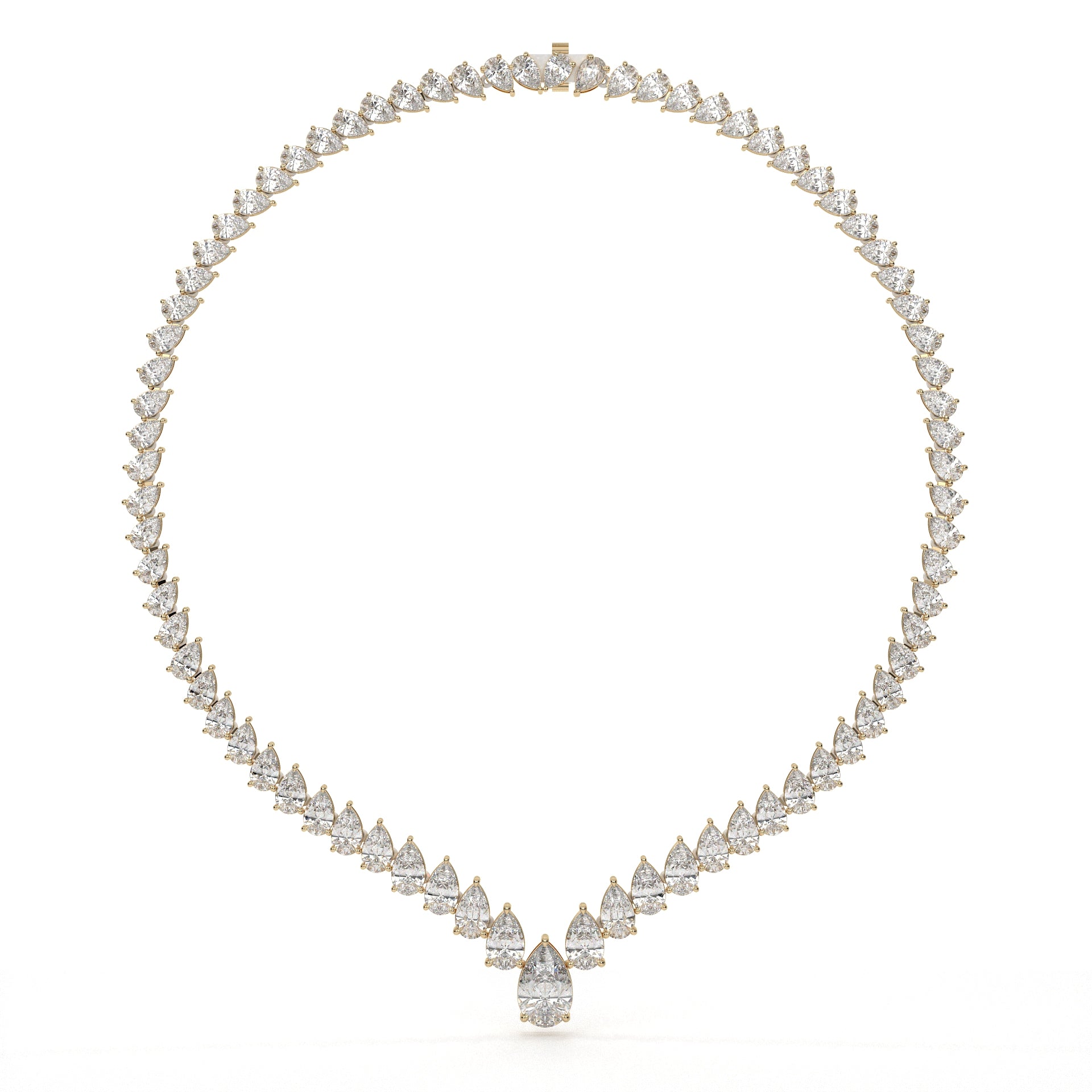 V Shape Pear Cut Lab Diamond Tennis Necklace
