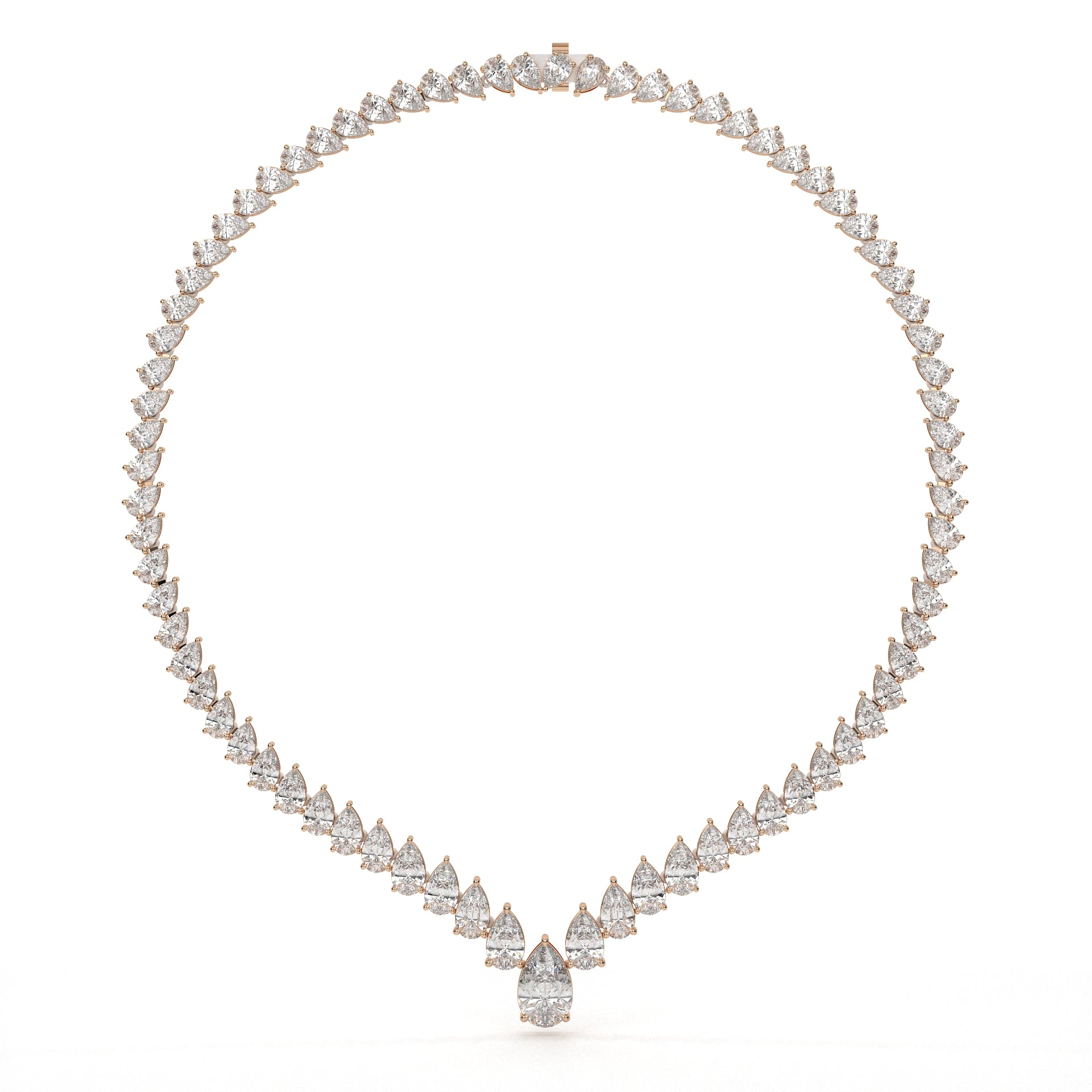 V Shape Pear Cut Lab Diamond Tennis Necklace