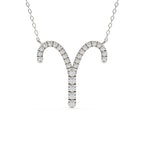 Round Diamond Aries Zodiac Sign Pendant