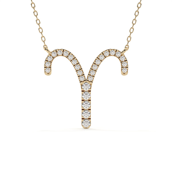 Round Diamond Aries Zodiac Sign Pendant