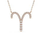 Round Diamond Aries Zodiac Sign Pendant