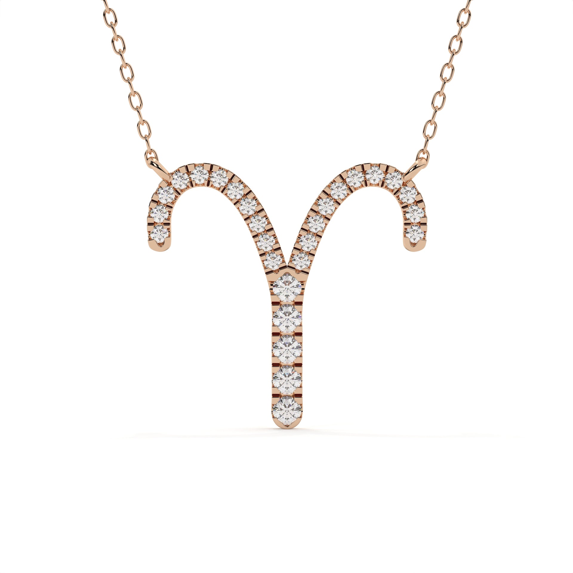 Round Diamond Aries Zodiac Sign Pendant