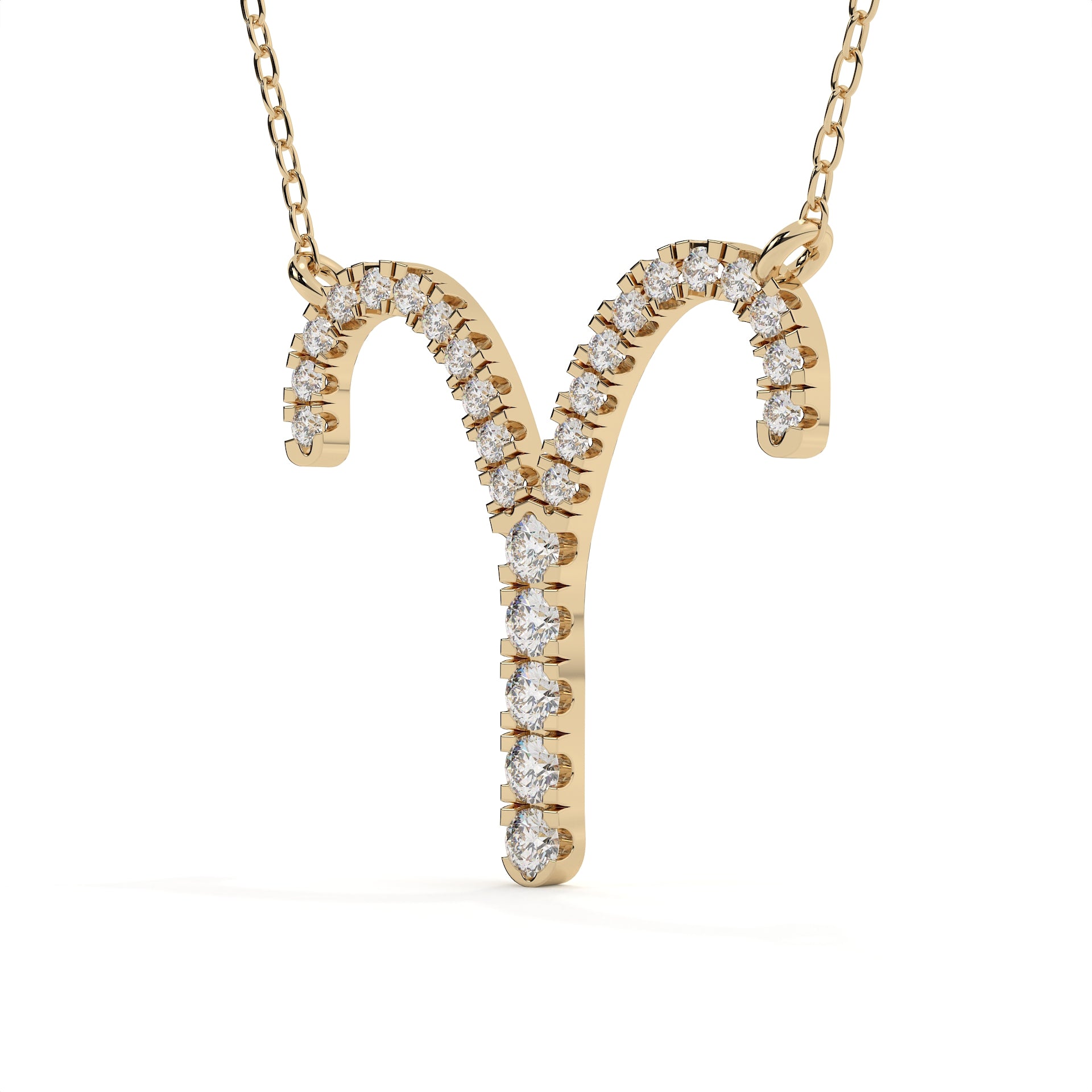 Round Diamond Aries Zodiac Sign Pendant