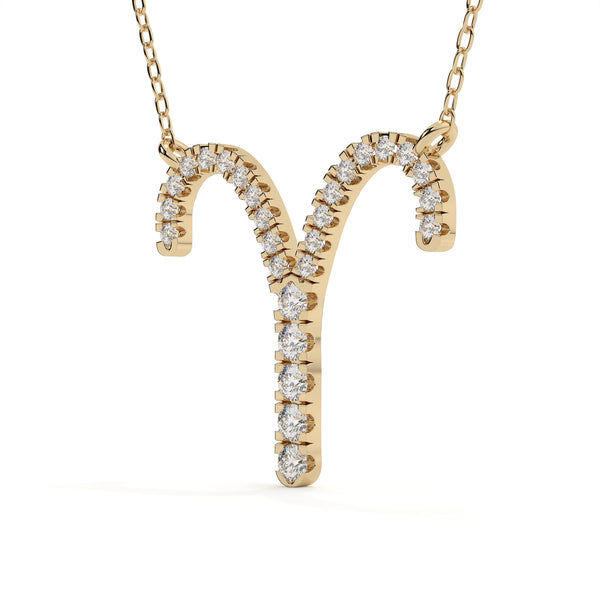 Round Diamond Aries Zodiac Sign Pendant