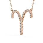 Round Diamond Aries Zodiac Sign Pendant