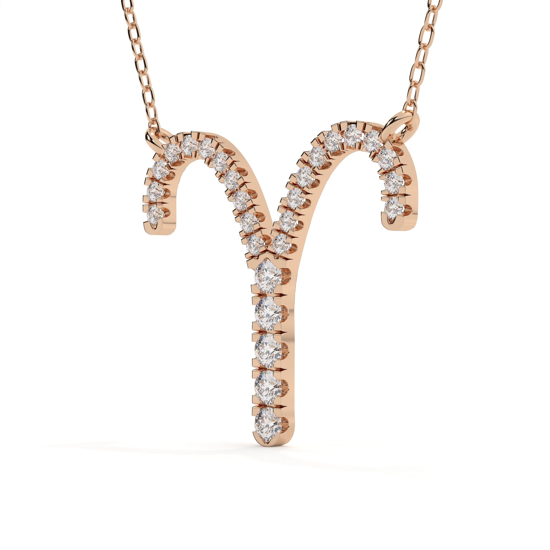 Round Diamond Aries Zodiac Sign Pendant