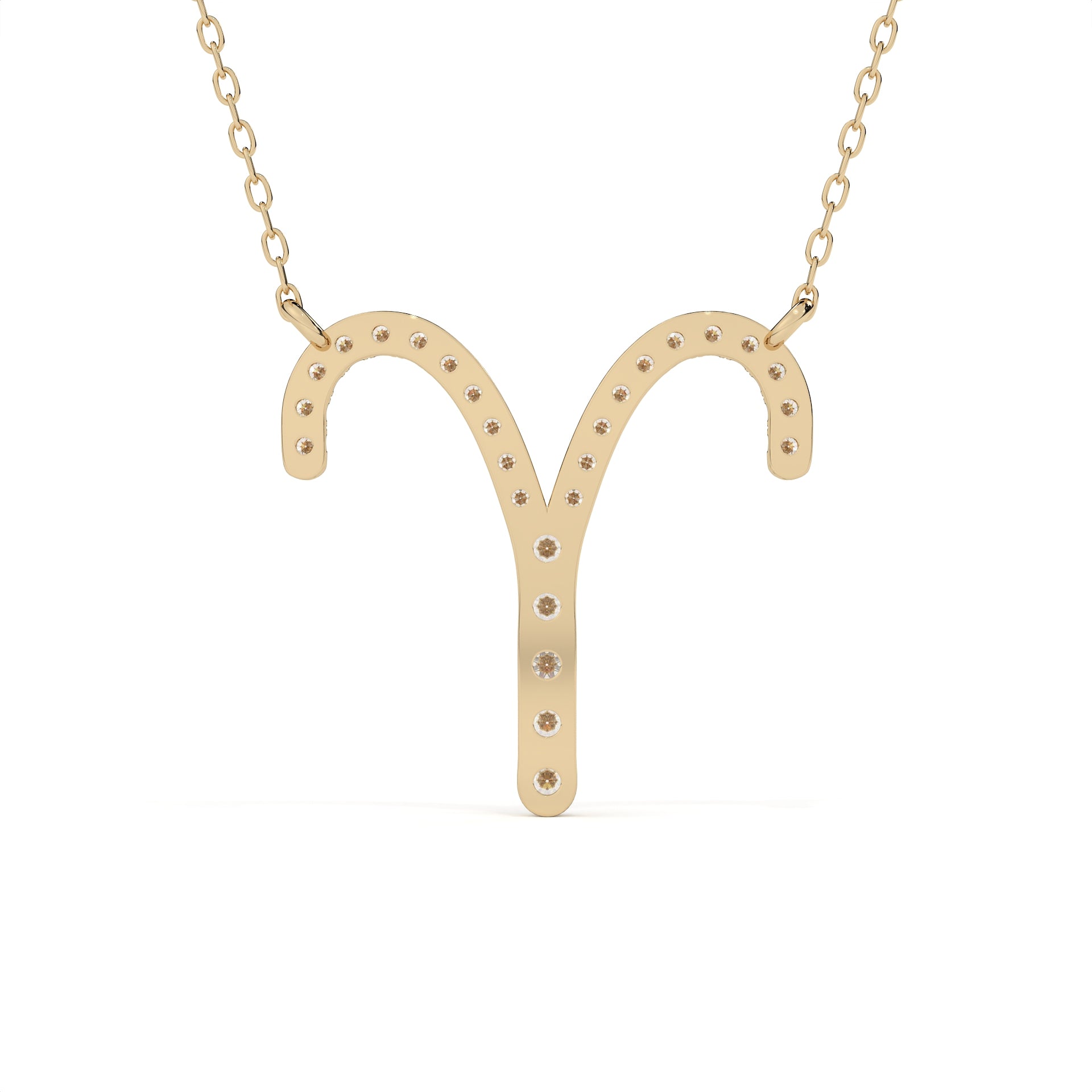 Round Diamond Aries Zodiac Sign Pendant