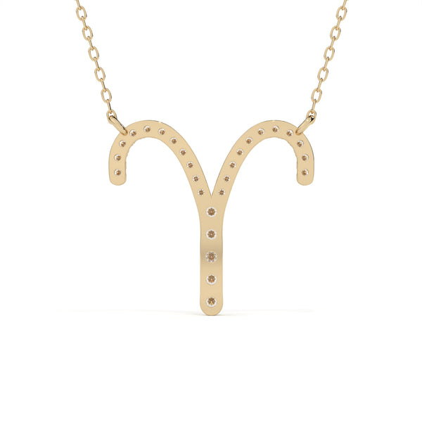 Round Diamond Aries Zodiac Sign Pendant