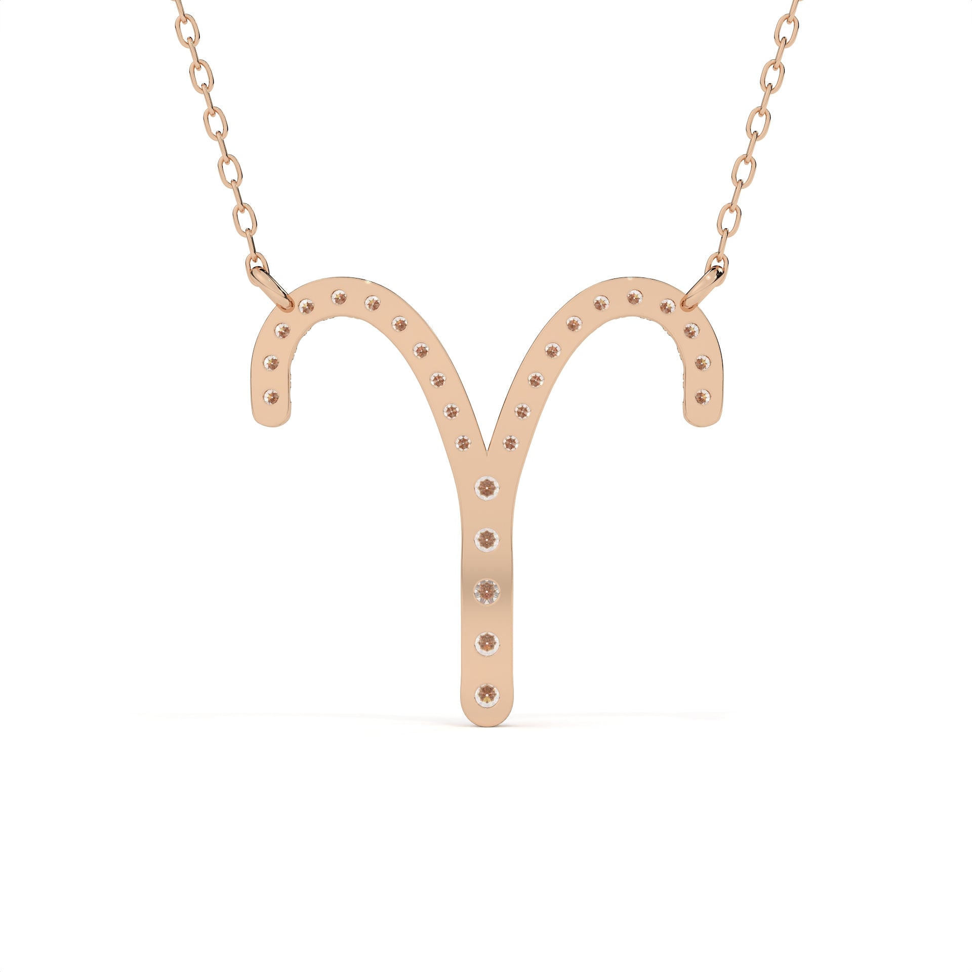 Round Diamond Aries Zodiac Sign Pendant