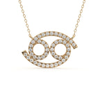 Cancer Zodiac Sign Round Cut Diamond Pendant