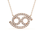 Cancer Zodiac Sign Round Cut Diamond Pendant