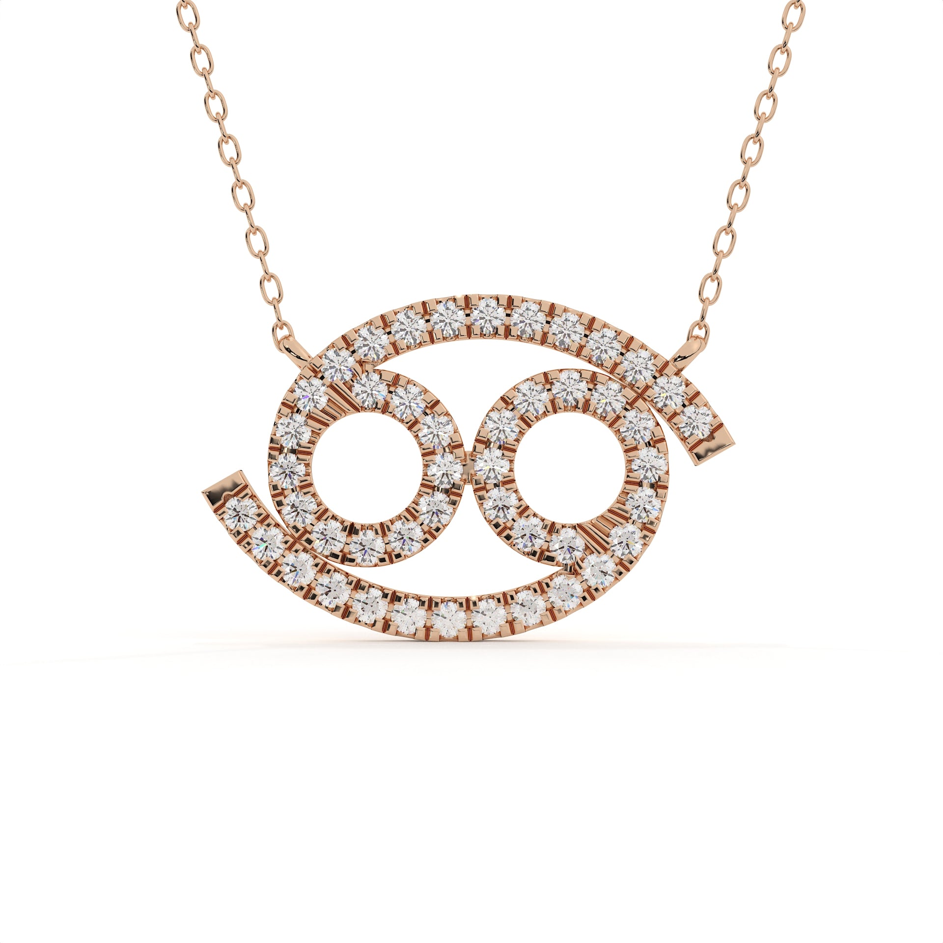 Cancer Zodiac Sign Round Cut Diamond Pendant