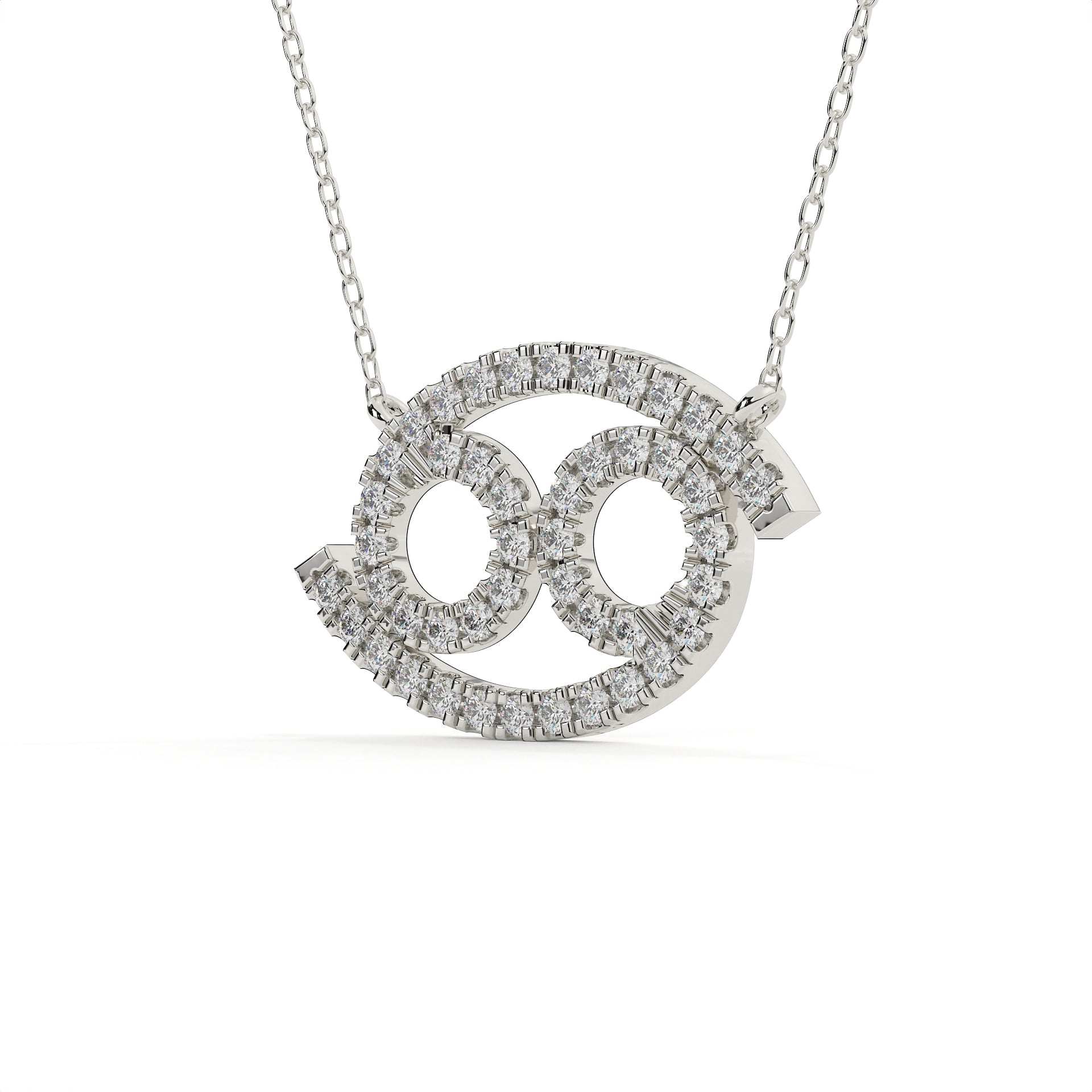 Cancer Zodiac Sign Round Cut Diamond Pendant