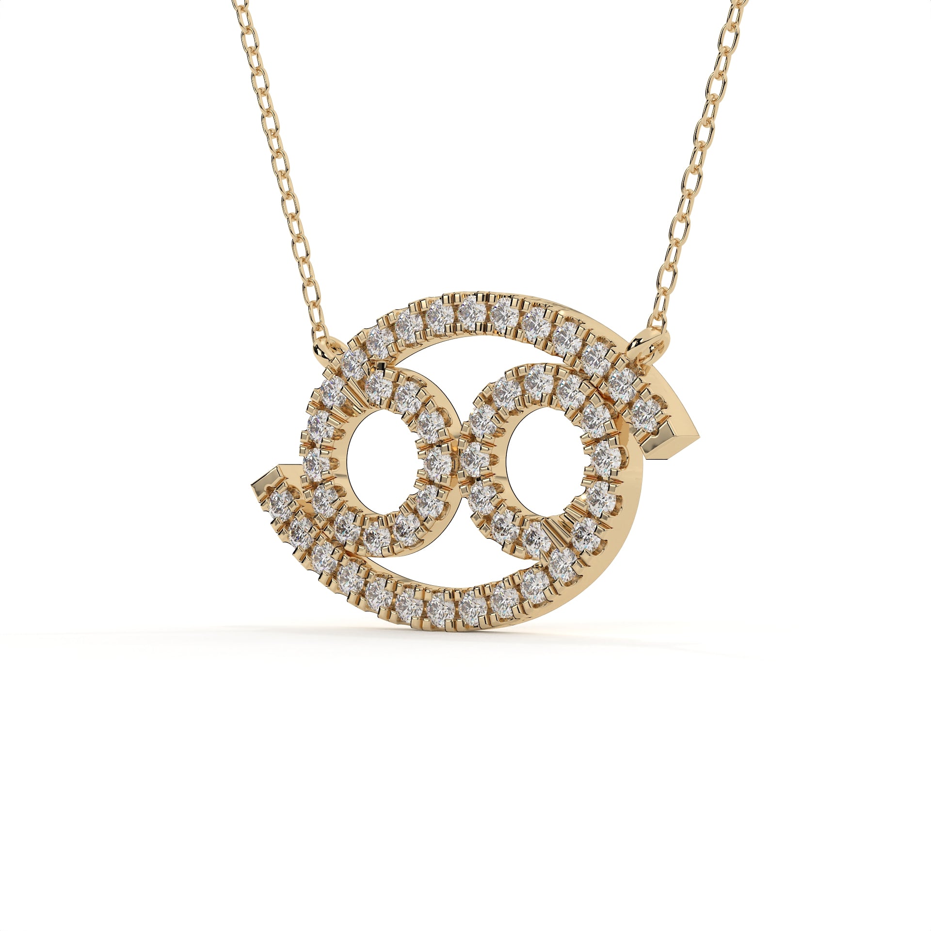 Cancer Zodiac Sign Round Cut Diamond Pendant