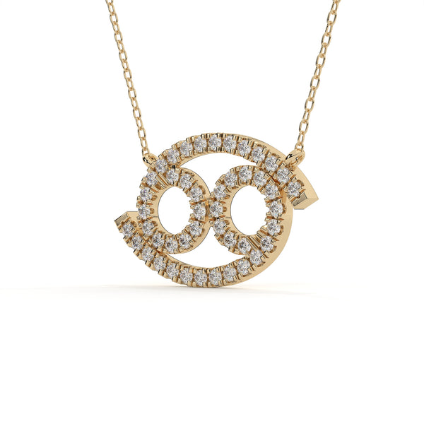 Cancer Zodiac Sign Round Cut Diamond Pendant