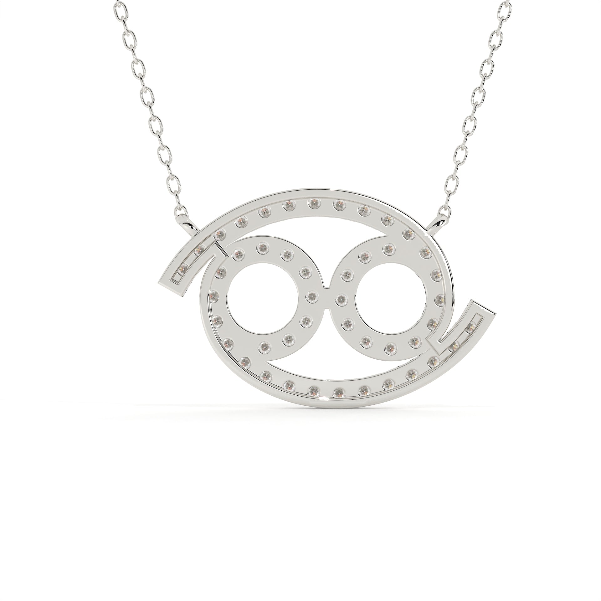 Cancer Zodiac Sign Round Cut Diamond Pendant