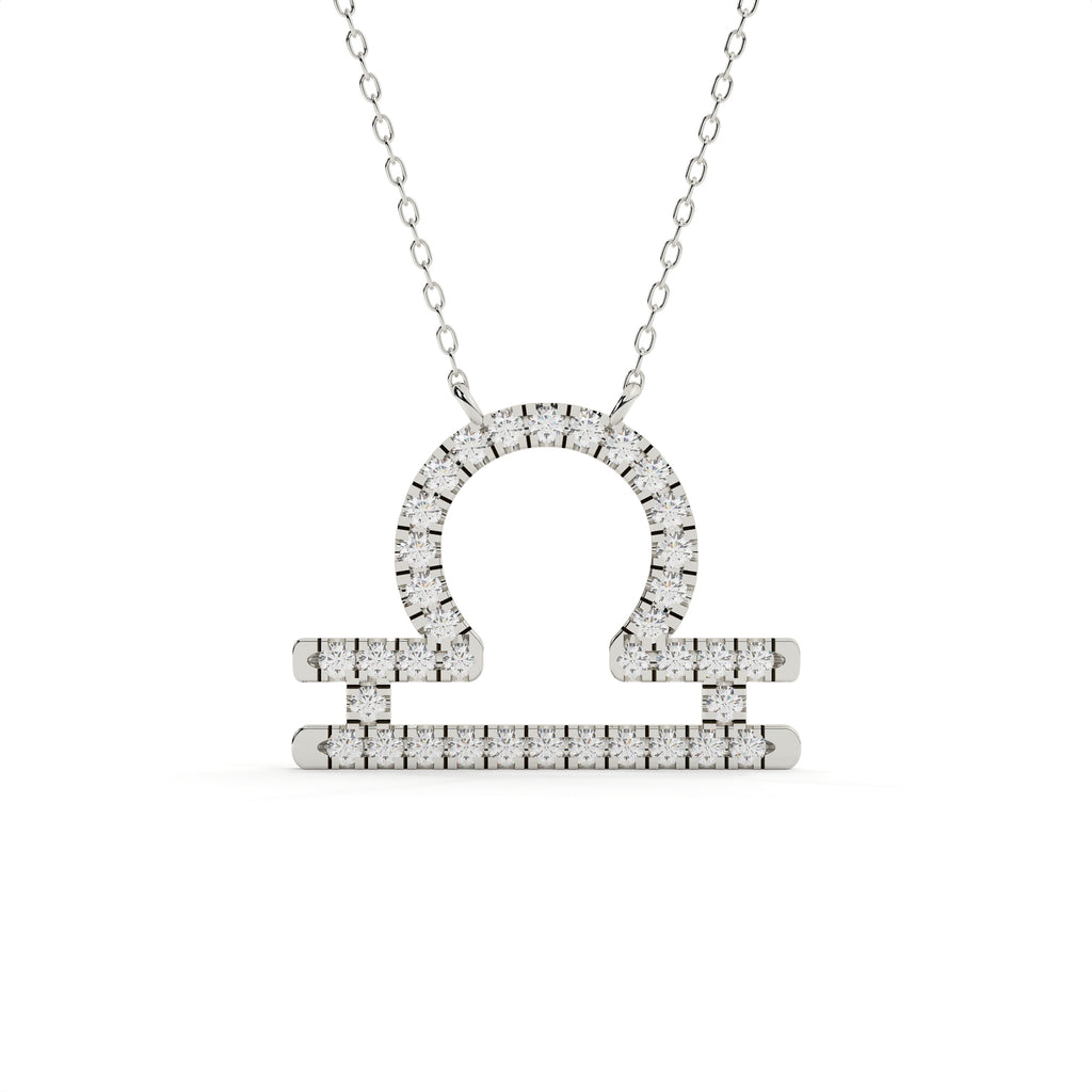 1 Carat Round Cut Diamond Libra Zodiac Sign Pendant