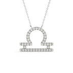 Round Cut Diamond Libra Zodiac Sign Pendant