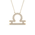 Round Cut Diamond Libra Zodiac Sign Pendant