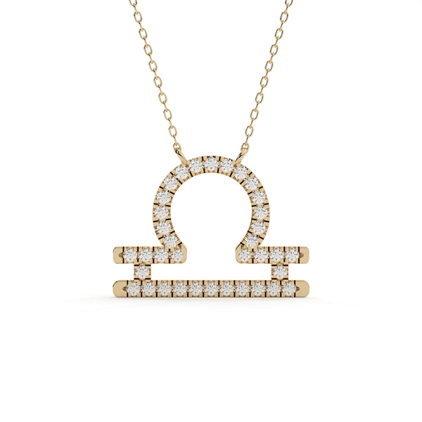 Round Cut Diamond Libra Zodiac Sign Pendant