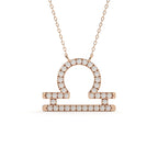 Round Cut Diamond Libra Zodiac Sign Pendant