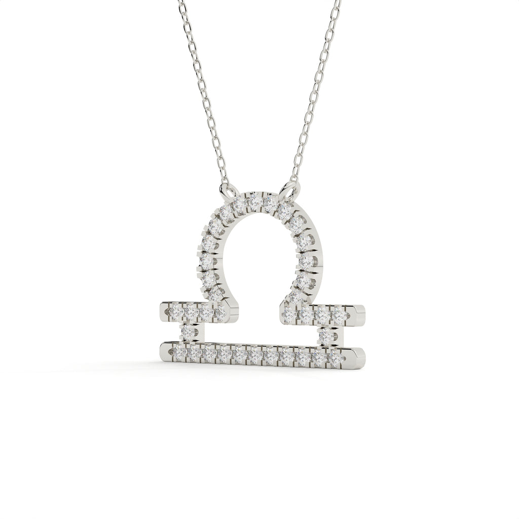 1 Carat Round Cut Diamond Libra Zodiac Sign Pendant