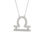 Round Cut Diamond Libra Zodiac Sign Pendant