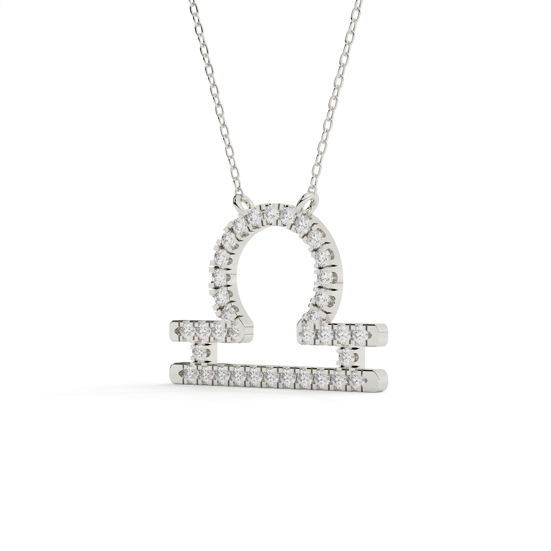 Round Cut Diamond Libra Zodiac Sign Pendant