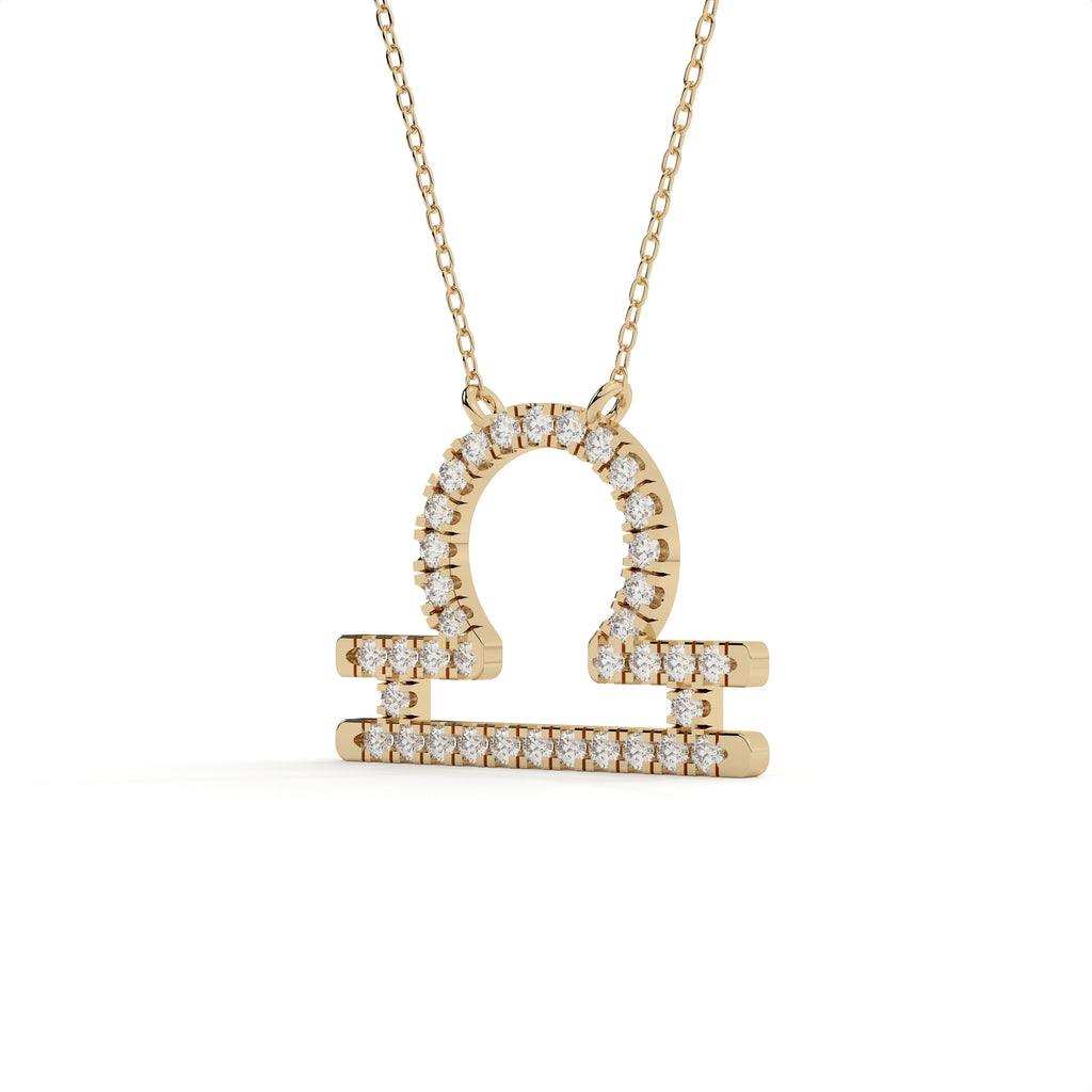 1 Carat Round Cut Diamond Libra Zodiac Sign Pendant