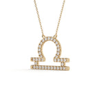 Round Cut Diamond Libra Zodiac Sign Pendant