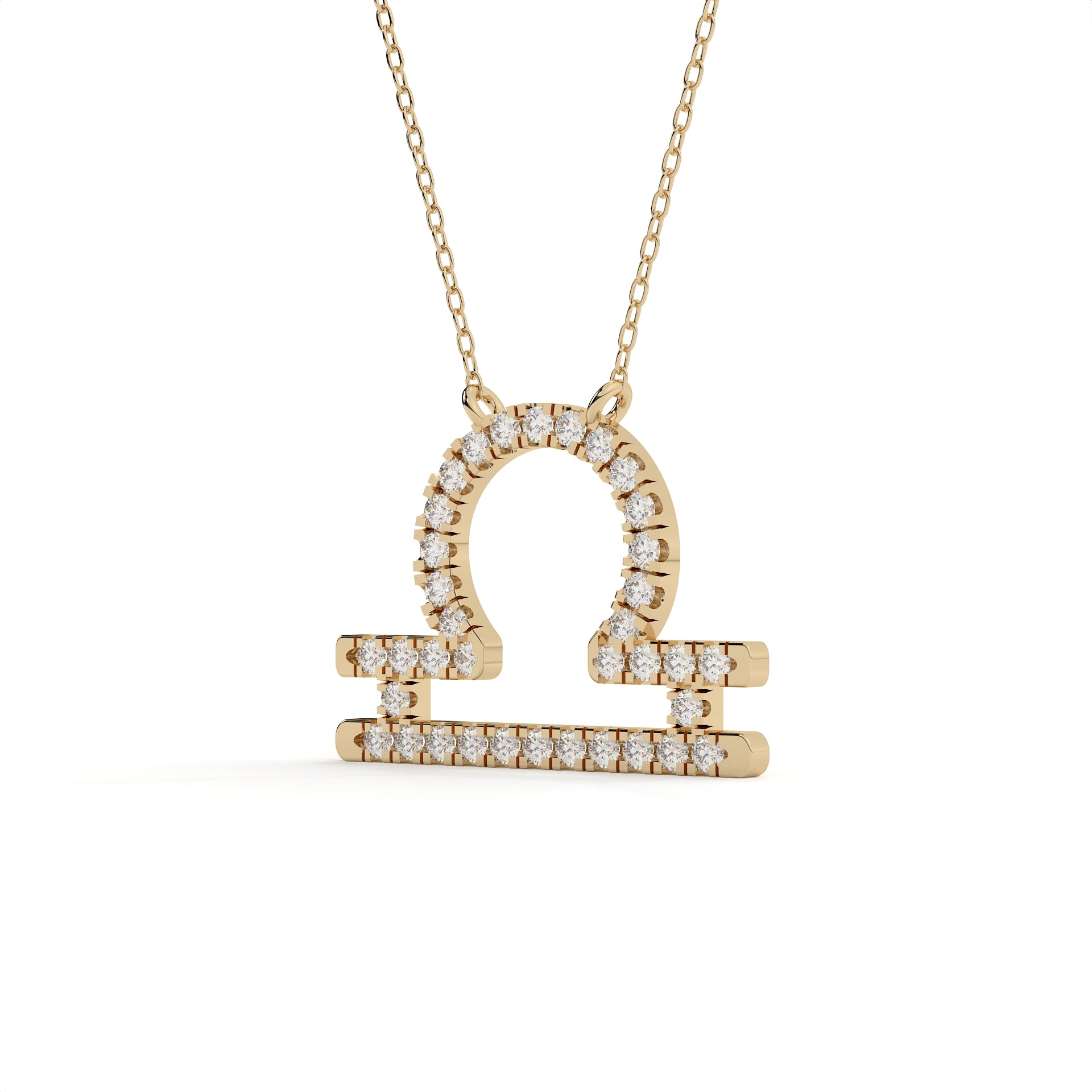 Round Cut Diamond Libra Zodiac Sign Pendant