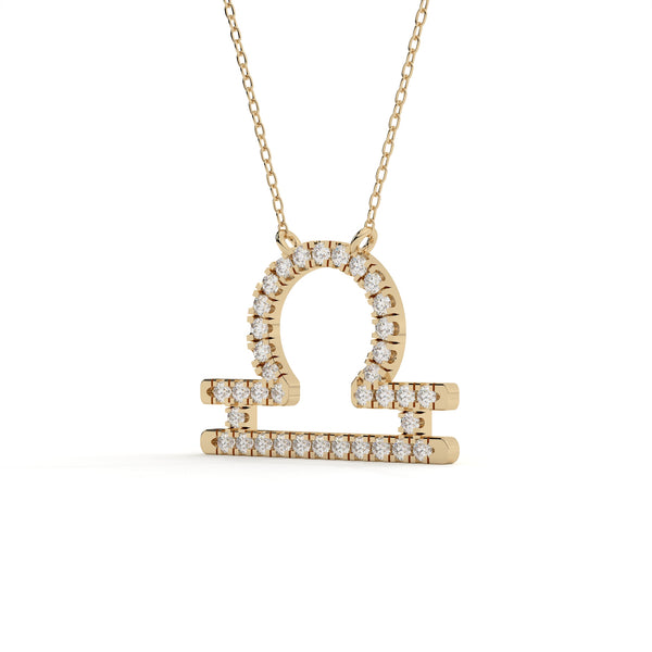 Round Cut Diamond Libra Zodiac Sign Pendant