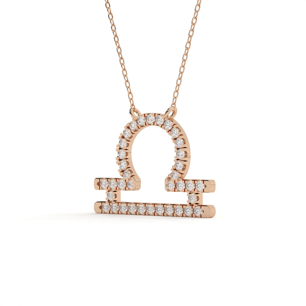 1 Carat Round Cut Diamond Libra Zodiac Sign Pendant