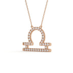 Round Cut Diamond Libra Zodiac Sign Pendant