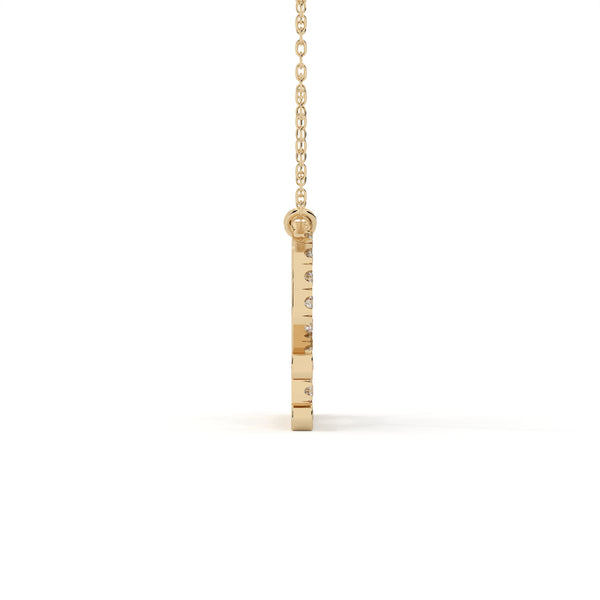 Round Cut Diamond Libra Zodiac Sign Pendant