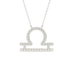 Round Cut Diamond Libra Zodiac Sign Pendant