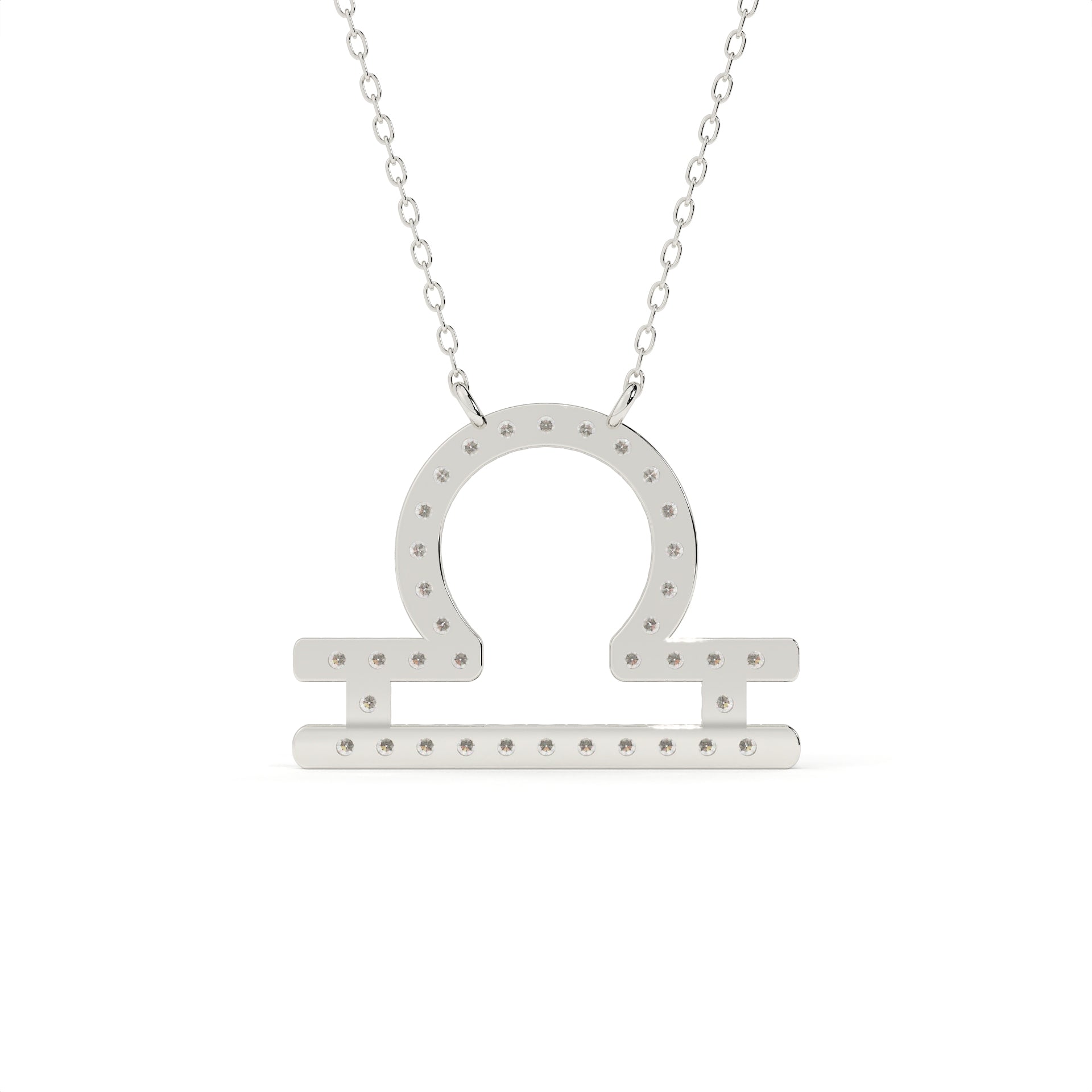 Round Cut Diamond Libra Zodiac Sign Pendant