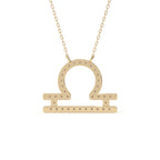 Round Cut Diamond Libra Zodiac Sign Pendant