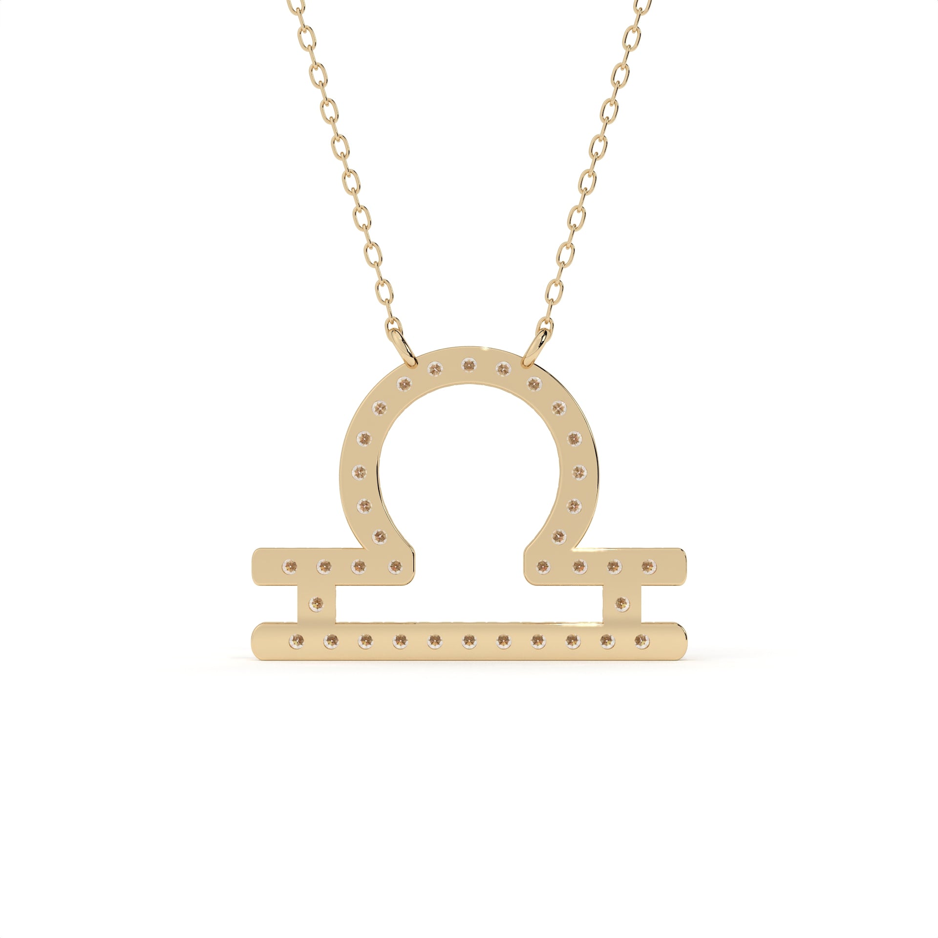 Round Cut Diamond Libra Zodiac Sign Pendant