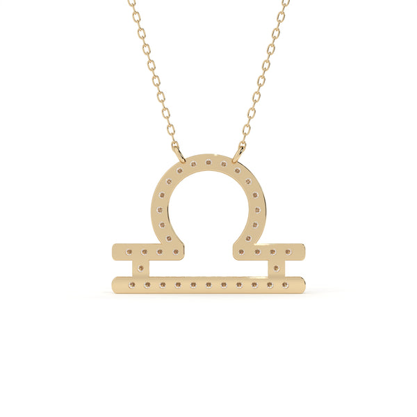 Round Cut Diamond Libra Zodiac Sign Pendant