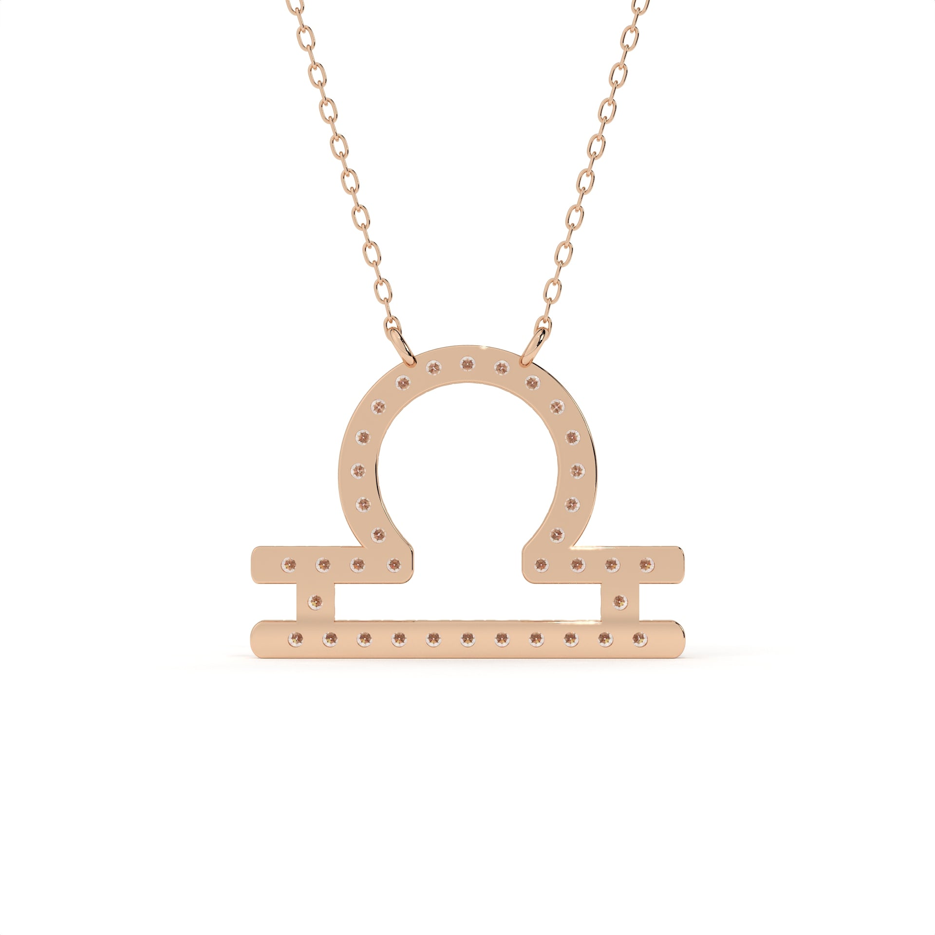 Round Cut Diamond Libra Zodiac Sign Pendant