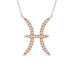 Pisces Zodiac Round Diamond Pendant With Gold Chain