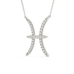 Pisces Zodiac Round Diamond Pendant With Gold Chain