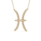 Pisces Zodiac Round Diamond Pendant With Gold Chain
