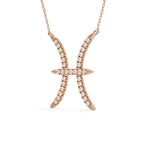 Pisces Zodiac Round Diamond Pendant With Gold Chain