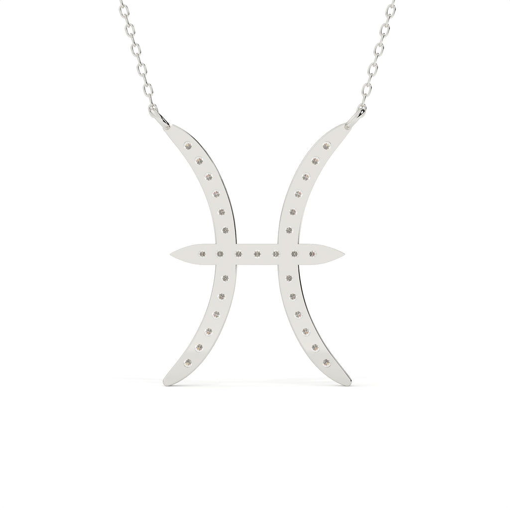 0.91 Carat Pisces Zodiac Round Diamond Pendant With Gold Chain